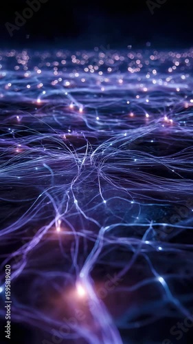 Abstract Purple and Blue Glowing Lines Network Background