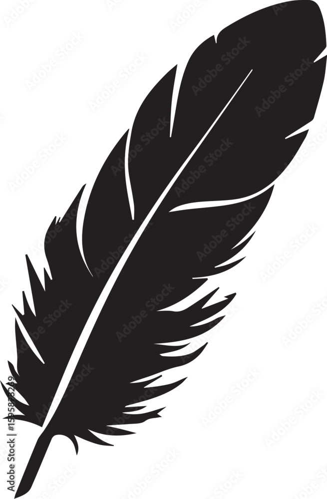 Fototapeta premium A black vector of a single feather