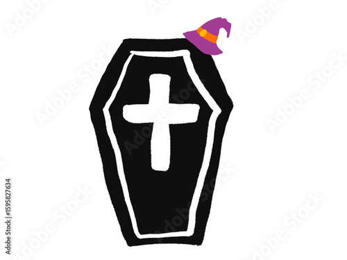 halloween black coffin with witch hat clip art preview