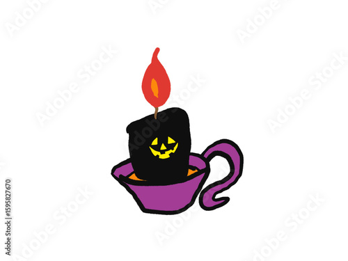 фотографія Mr. Candle ,A set of cute Halloween hand-painted illustrations