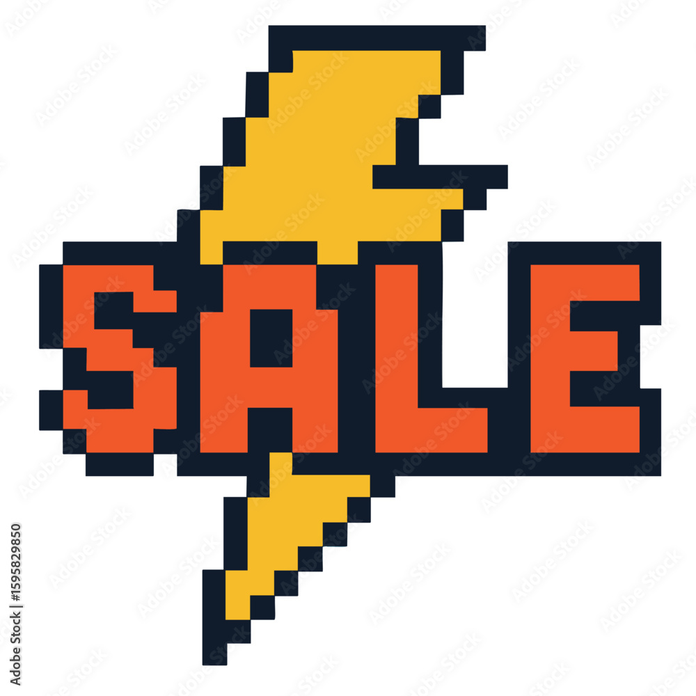 Fototapeta premium Pixel Art Lightning Bolt Sale Banner: Instant Download