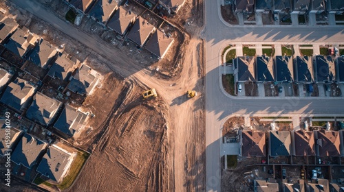 Aerial view of a new housing development under construction