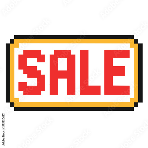 Pixel Art Sale Sign: 8-Bit Retail Promotion Graphic