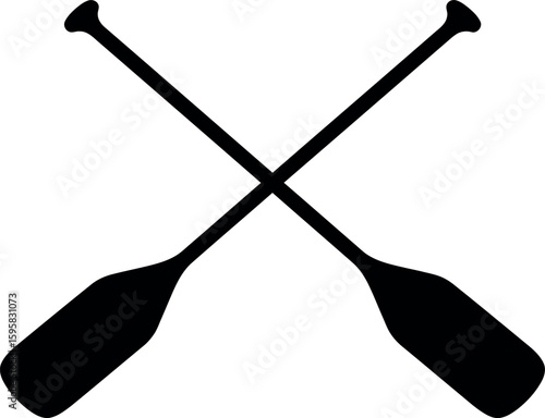 Crossed oars silhouette nautical adventure symbol