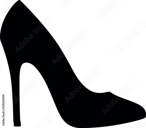 Elegant black stiletto heel shoe silhouette