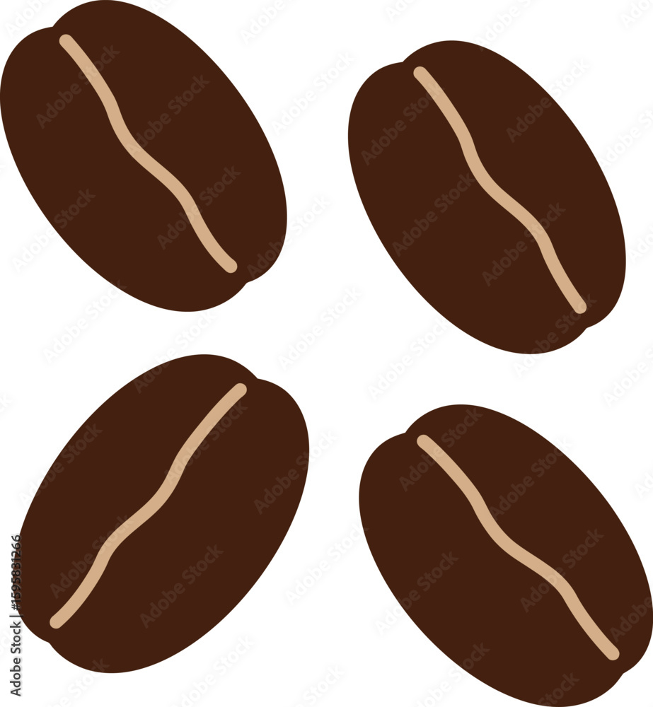 Fototapeta premium Four roasted coffee beans isolated on white background