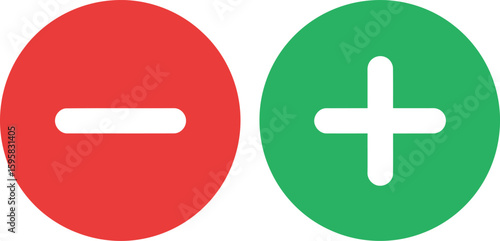 Red minus and green plus icons choice decision balance