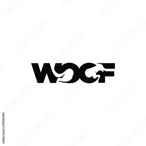 Woof Dog Negative Space Logo Icon Vector