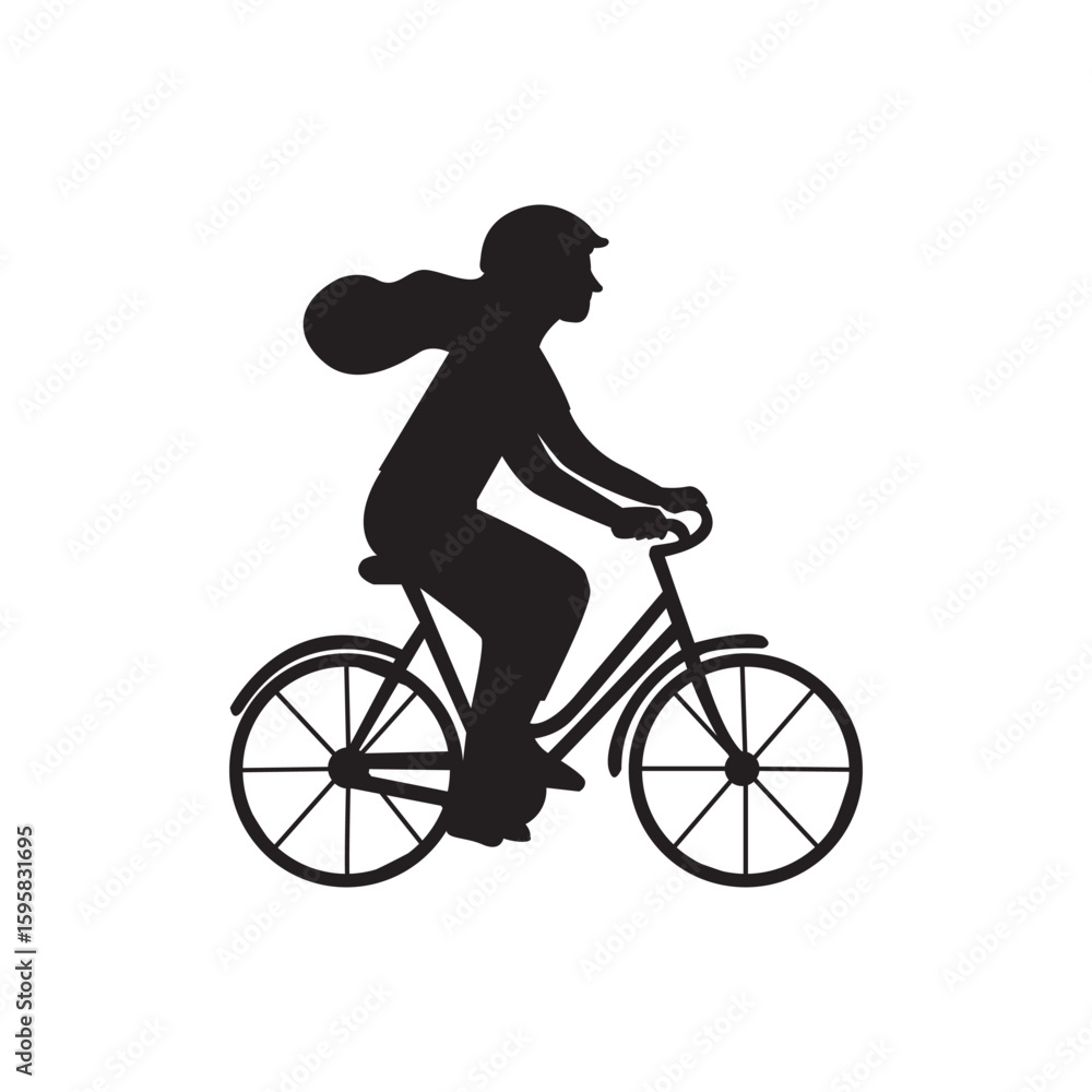 Obraz premium Forward lean pedaler silhouette. Dynamic silhouette leaning into the breeze on a fast cycling spree.