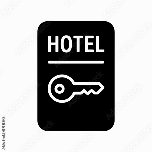 Hotel key card icon (filled) – accommodation access pass symbol