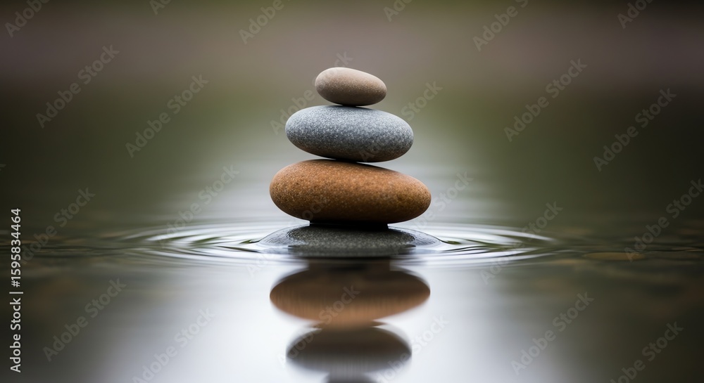 Fototapeta premium Balanced stones water zen tranquility
