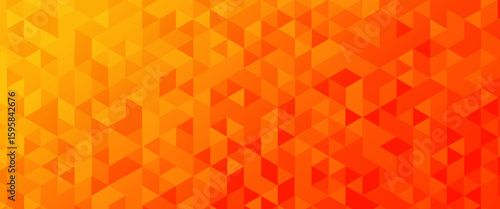 Vibrant orange and red geometric vector background with abstract triangular shapes. Perfect for banners, posters, and digital designs.