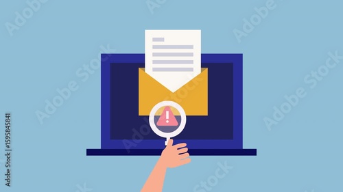 Email scam prevention, Email phishing concept, Stealing information through email fraud 2d Animation with Alpha Matte