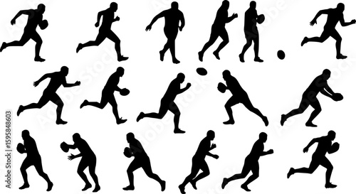 Wallpaper Mural Rugby player silhouettes isolated on a transparent background vector graphic	 Torontodigital.ca