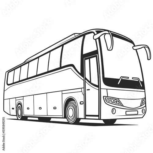 Black and white coach bus with large windows transportation travel
