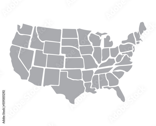 Grey United States Map with State Abbreviations – High-Resolution Vector Map of the United States of America.