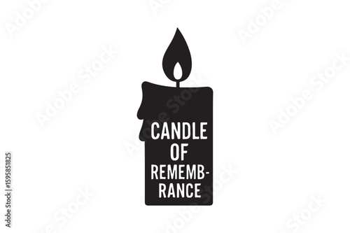Candle of remembrance silhouette vector art illustration on white background