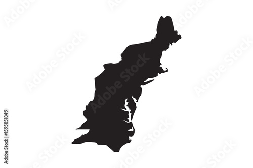 Colonial map silhouette vector art illustration on white background