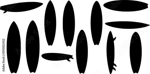 Surfboard vector set, surfing silhouettes, surfboard silhouettes, ords	