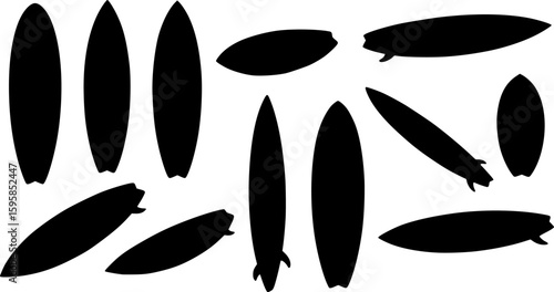 Surfboard vector set, surfing silhouettes, surfboard silhouettes, ords	