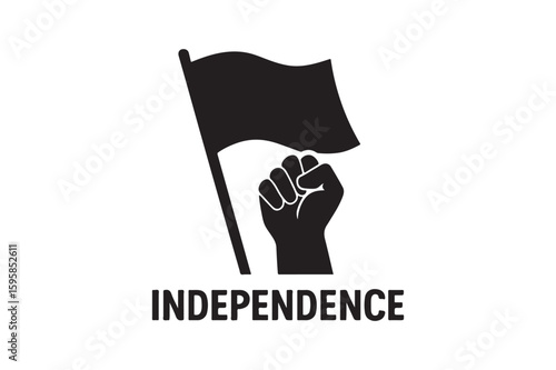 National independence symbol silhouette vector art illustration on white background