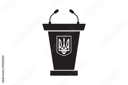 National parliament podium silhouette vector art illustration on white background