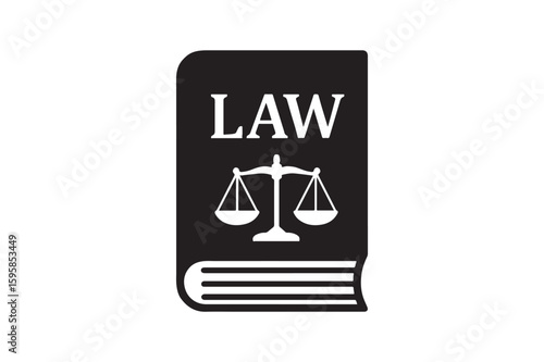 Book of laws silhouette vector art illustration on white background
