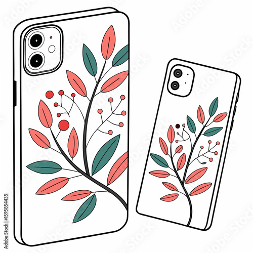 Phone cases with floral branch design leaves berries