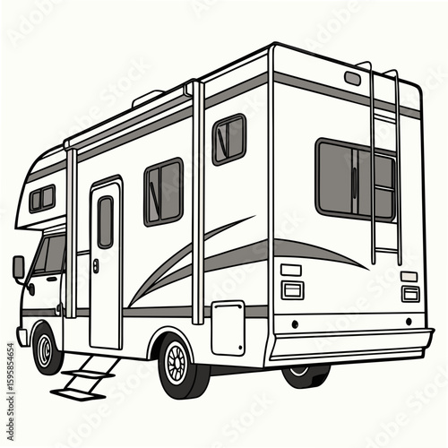 Recreational vehicle with slide out and ladder motorhome camper
