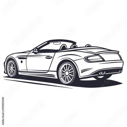 Sleek convertible sports car black outline roadster automotive