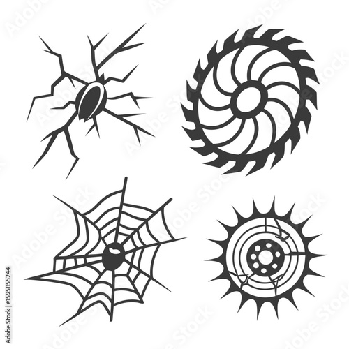 Spider web and gears with sharp edges saw blade
