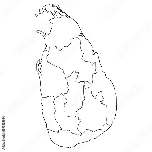 Sri Lanka map illustration hand drawn outline vector