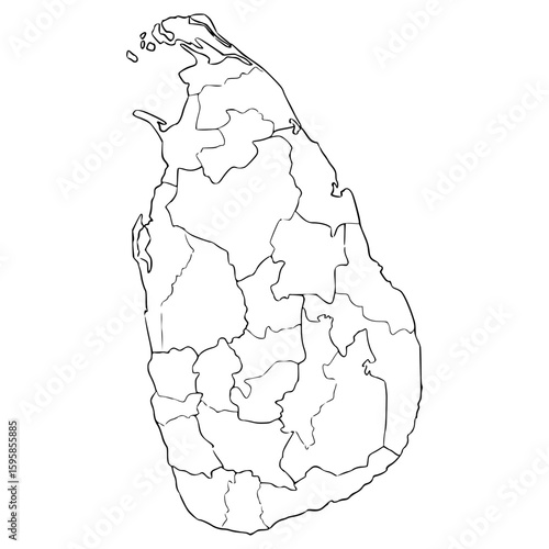 Sri Lanka map illustration hand drawn outline vector