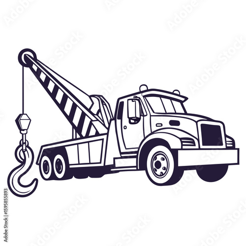 Tow truck with hook and chain vehicle transport