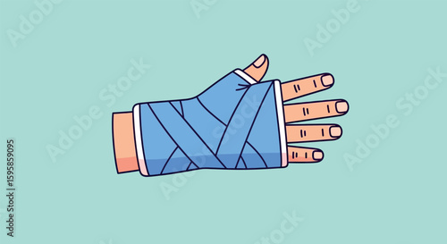 Cartoon Hand with Blue Cast