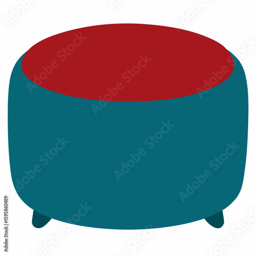 Simple silhouette of a round pouf ottoman isolated on white background