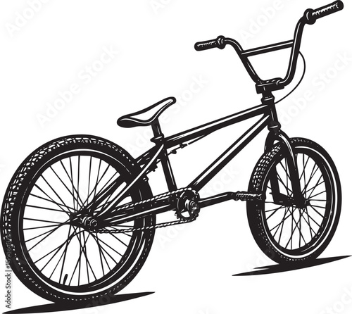 BMX stunt bike black and white vector illustration
