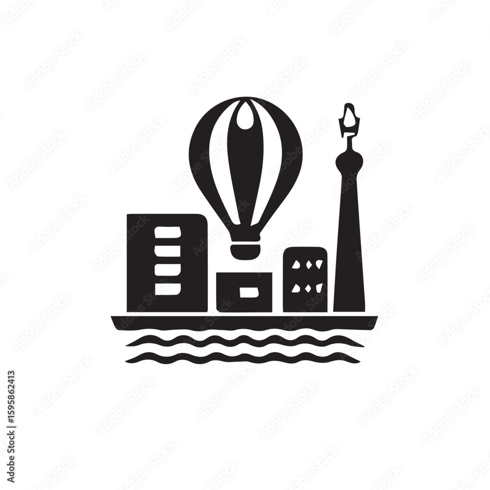 Fototapeta premium Transportation Silhouette Icons – Black & White Vector