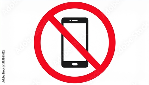A black smartphone overlaid with a red prohibition symbol signifies restricted phone usage—highlighting themes of disconnection, focus, or behavioral boundaries in visual shorthand.