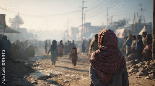 Woman refugee camp poverty war migration crisis displaced person humanitarian aid conflict zone middle east