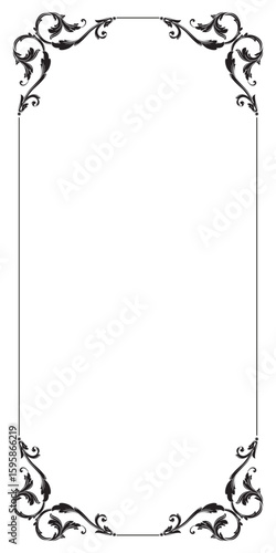 Border Frame Vintage Retro Ornamental Decorative. Isolated on white background. Vertical blank templates to decorate text. Greeting or wedding frames.