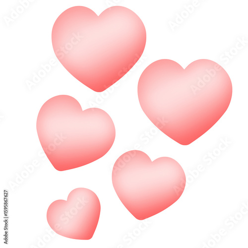  Illustration red hearts on Transparent Background