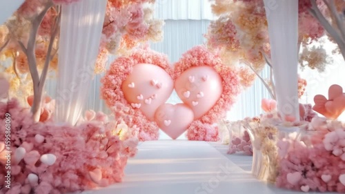 Romantic Pink Heart-Shaped Decor for a Wedding Venue