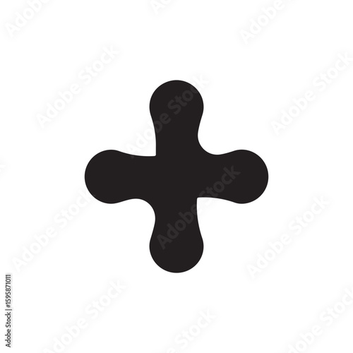 Squircle cross rounded square silhouette icon. A geometric shape that is a mathematical intermediate between a square and a circle. Isolated on white background.
