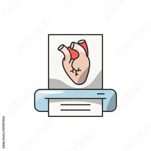 Bioprint Organ Icon, 3D Printed Heart AI Medical.