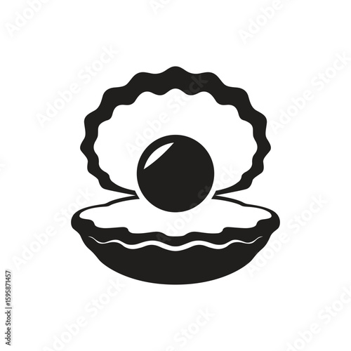 Black silhouette of pearl shell icon