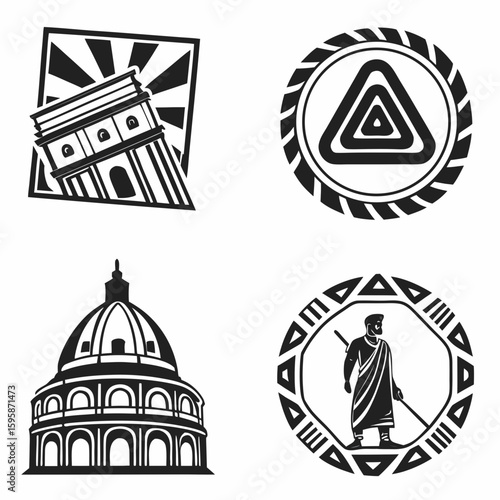 Ancient architecture and tribal symbols building dome
