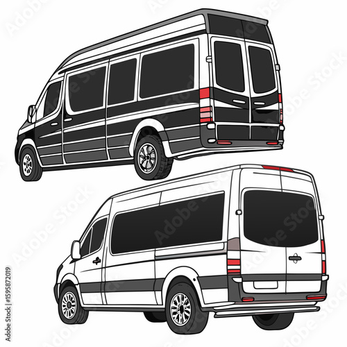 Black and white luxury passenger vans luxury van transport