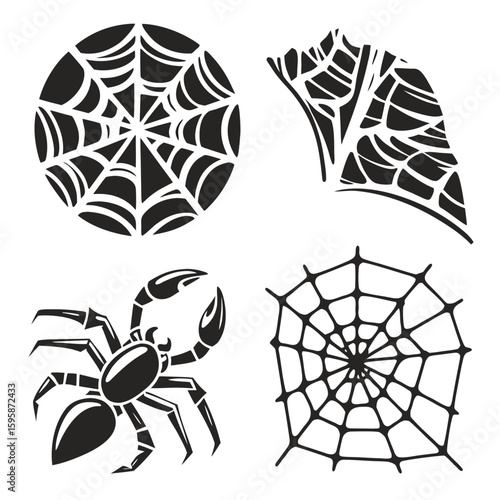 Black spider and cobweb graphics arachnid insect