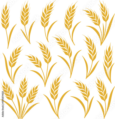 Wheat Harvest Vector Icons Set illustration